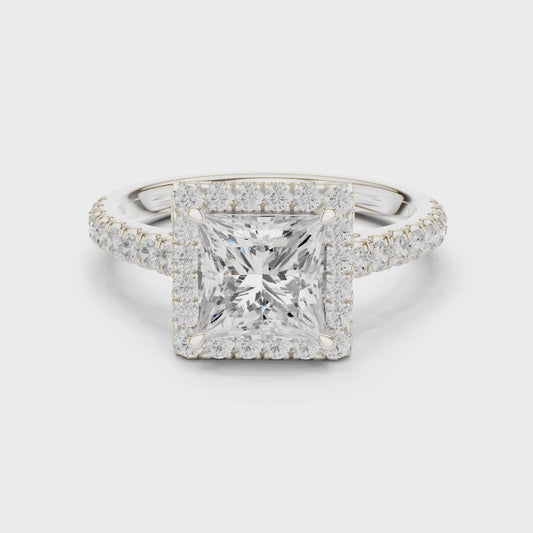 Nico Radiant Halo Princess Diamond Ring