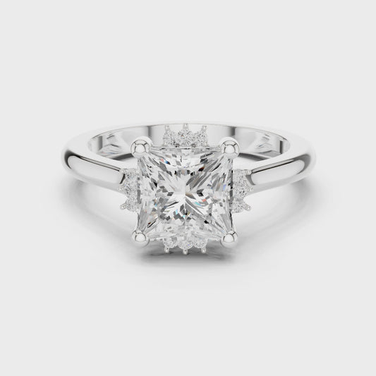 Monarch Princess Diamond Halo Ring