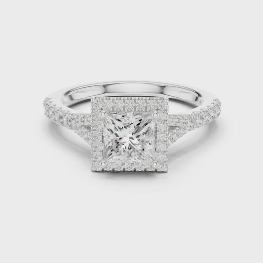 Cressida Royal Princess Halo Diamond Ring