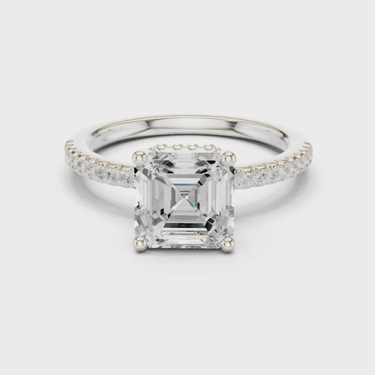 Indigo Aurelia Pavé Asscher Diamond Ring