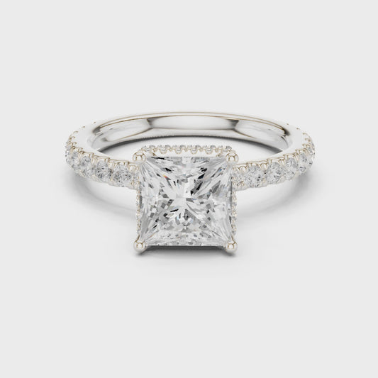 Gail Luxe Halo Princess Diamond Pav茅 Ring