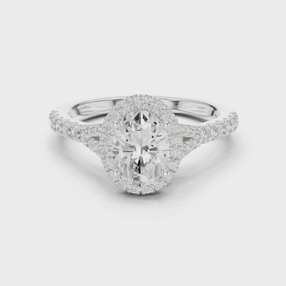 Kinsley Oval Halo Pav茅 Diamond Ring