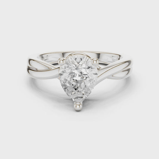 Flora Twisted Elegance Pear Diamond Ring