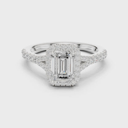 Elston Emerald Halo Pavé Diamond Ring