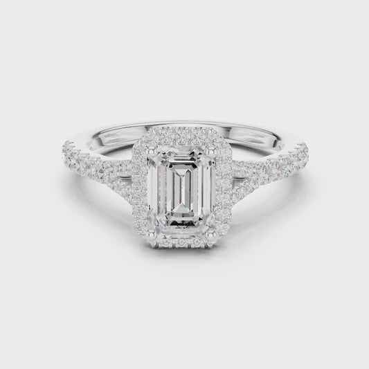 Elston Emerald Halo Pavé Diamond Ring