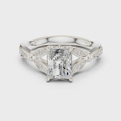 Violet Aurora Petal Radiant Diamond Ring