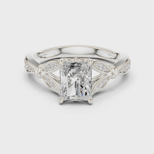 Violet Aurora Petal Radiant Diamond Ring