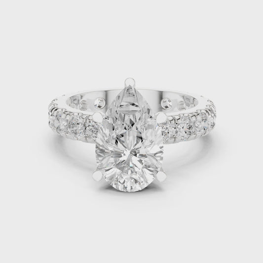 Cascade Graceful Pear Diamond Pavé Ring
