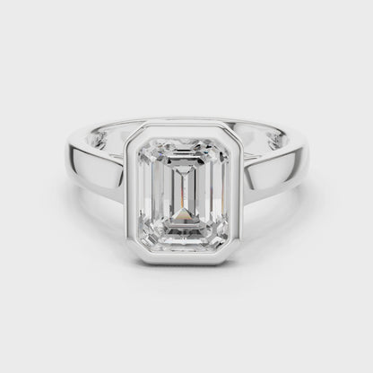 Gable Emerald Bezel Solitaire Diamond Ring