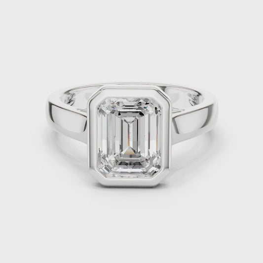 Gable Emerald Bezel Solitaire Diamond Ring