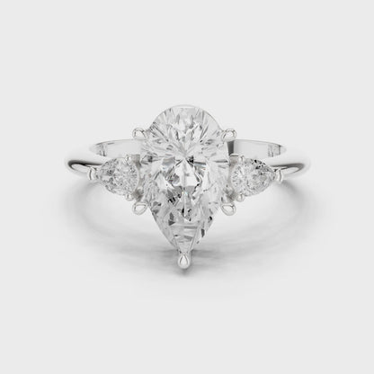 Isla Graceful Pear Diamond Three-Stone Ring