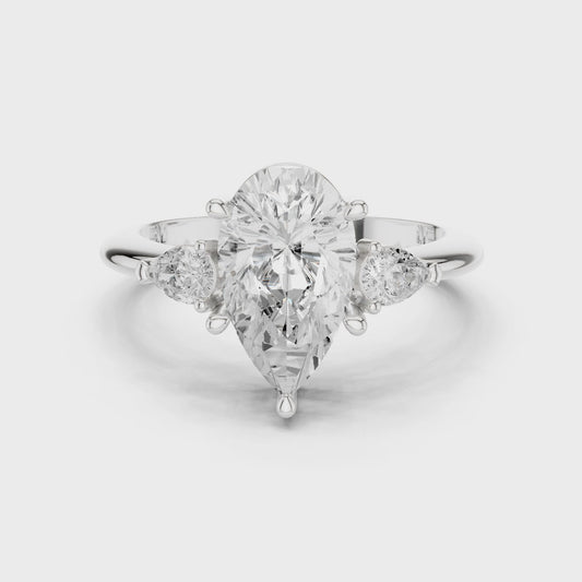 Isla Graceful Pear Diamond Three-Stone Ring