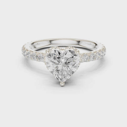 Cara Luxe Halo Heart Diamond Pav茅 Ring