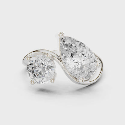 Round & Pear Diamond Bypass Ring