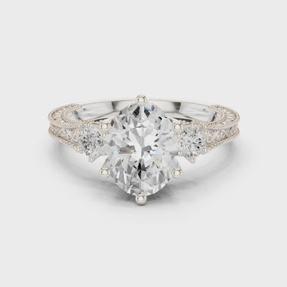 Gatsby Oval Diamond Vintage Three-Stone Ring