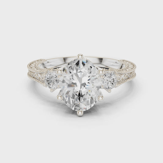 Gatsby Oval Diamond Vintage Three-Stone Ring