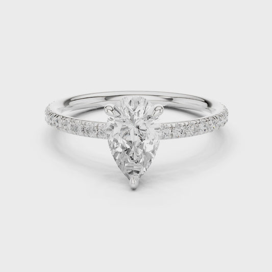Faye Celeste Pavé Pear Diamond Ring
