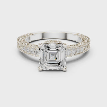 Solace Vintage Lace Asscher Diamond Pavé Ring