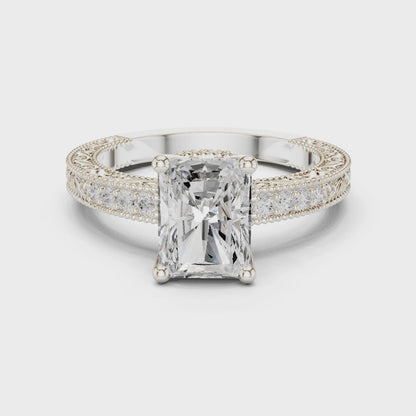 Zia Vintage Lace Radiant Diamond Pavé Ring