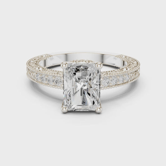 Zia Vintage Lace Radiant Diamond Pavé Ring