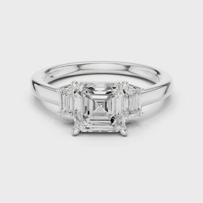 Bantry Asscher-Cut Three-Stone Diamond Ring