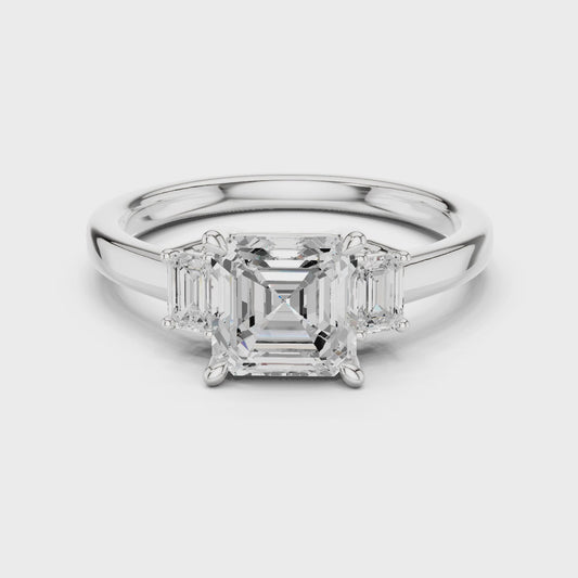 Bantry Asscher-Cut Three-Stone Diamond Ring