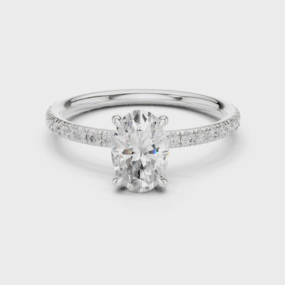Eden Celeste Pavé Oval Solitaire Diamond Ring