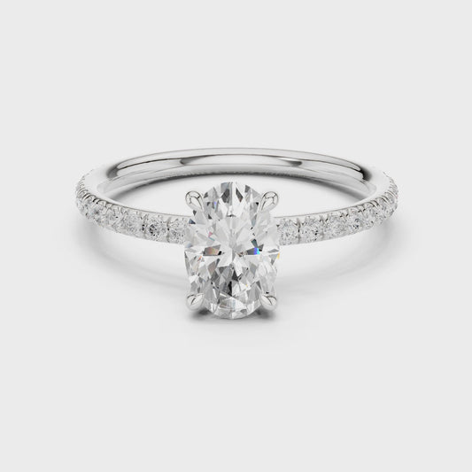 Eden Celeste Pavé Oval Solitaire Diamond Ring