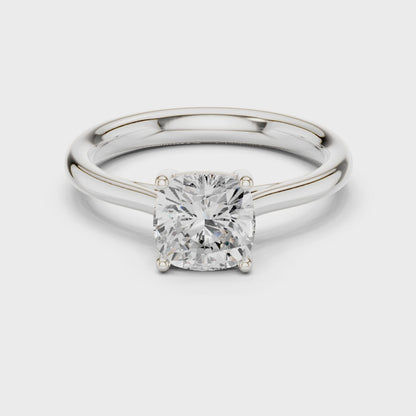 Alabaster Cushion Cut Diamond Solitaire Ring
