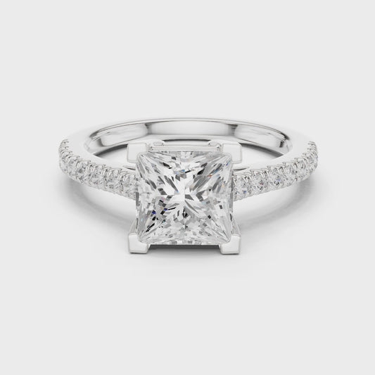 Elara Princess-Cut Pavé Diamond Ring