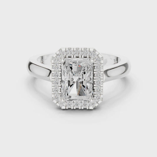Solari Radiant Diamond Halo Engagement Ring