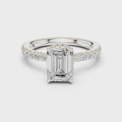Bria Luxe Halo Emerald Diamond Pav茅 Ring