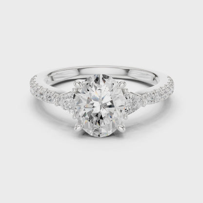 Marlow Oval Three-Stone Pavé Diamond Ring