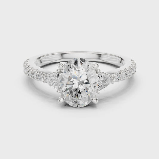 Marlow Oval Three-Stone Pavé Diamond Ring